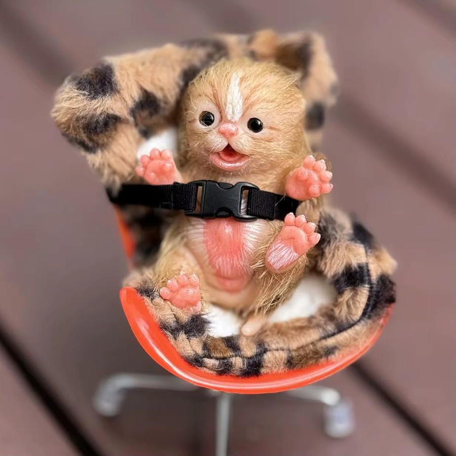 AnjoDoll Mini Silikon Katze Reborn Puppe, 15cm, Weiche Silikon Reborn Puppen - Bild 2