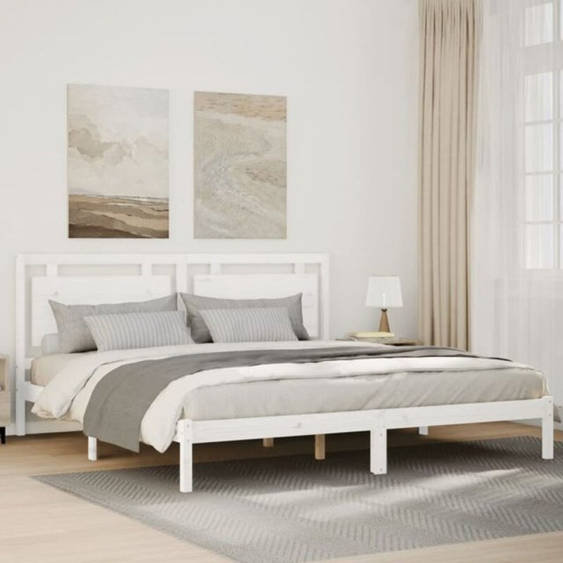 Massivholzbett aus Kiefer Vidaxl in Weiß, Landhausstil und minimalistisches Design, B/T/H: 200 x 210 x 100,5 cm - Bild 1