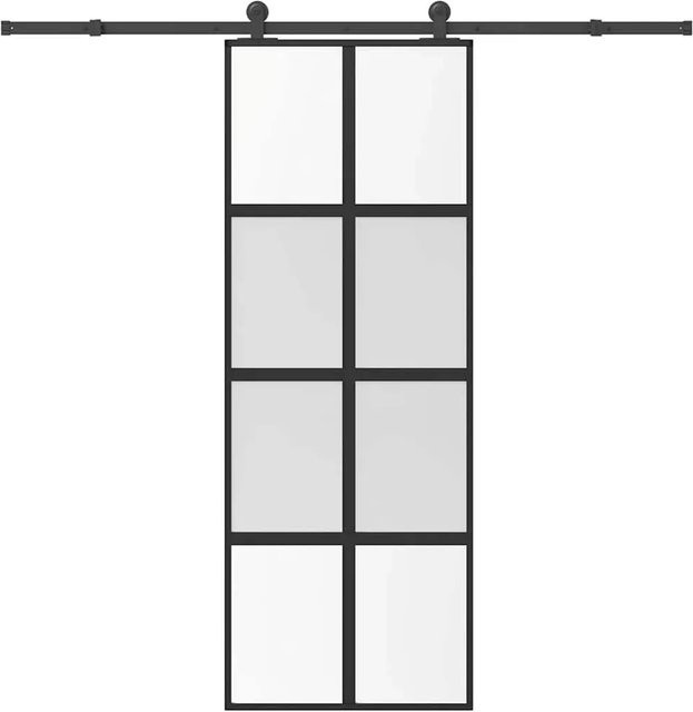 vidaXL Schiebetür aus Hartglas und Aluminium in Schwarz und Transparent, B/H: 76 x 205 cm - Bild 1