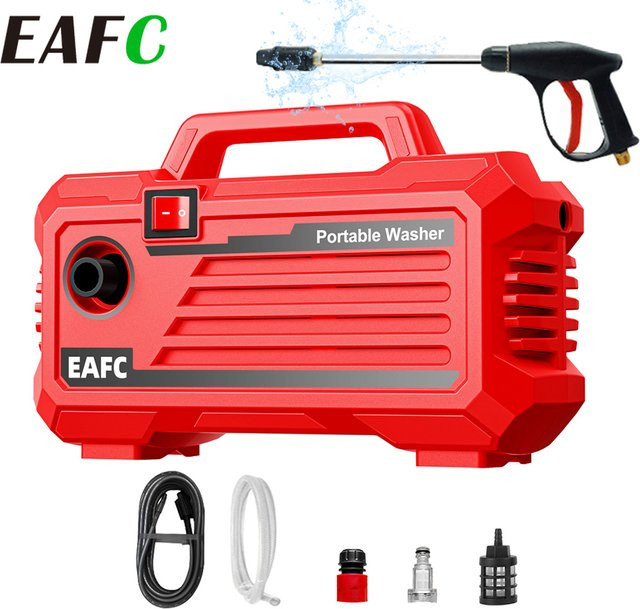 EAFC Hochdruckreiniger 2000W 200BAR in Rot mit Wasserpistole zur Reinigung von Autos, Klimaanlagen und Hausfenstern - Bild 1