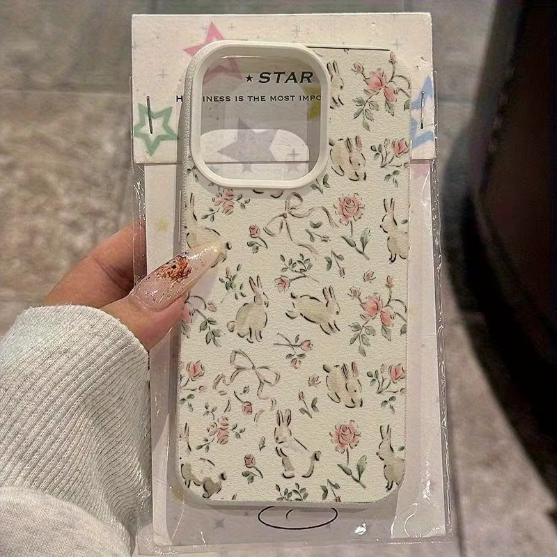 Handyhülle mit Schmetterlings-Häschen-Design und rosa Blumendruck für Xiaomi Mi 15T Pro, 14T, 14, 13T, 13, Poco X7, X6, F5, F7, X5, M6 Pro (4G/5G) in Pink - Bild 2