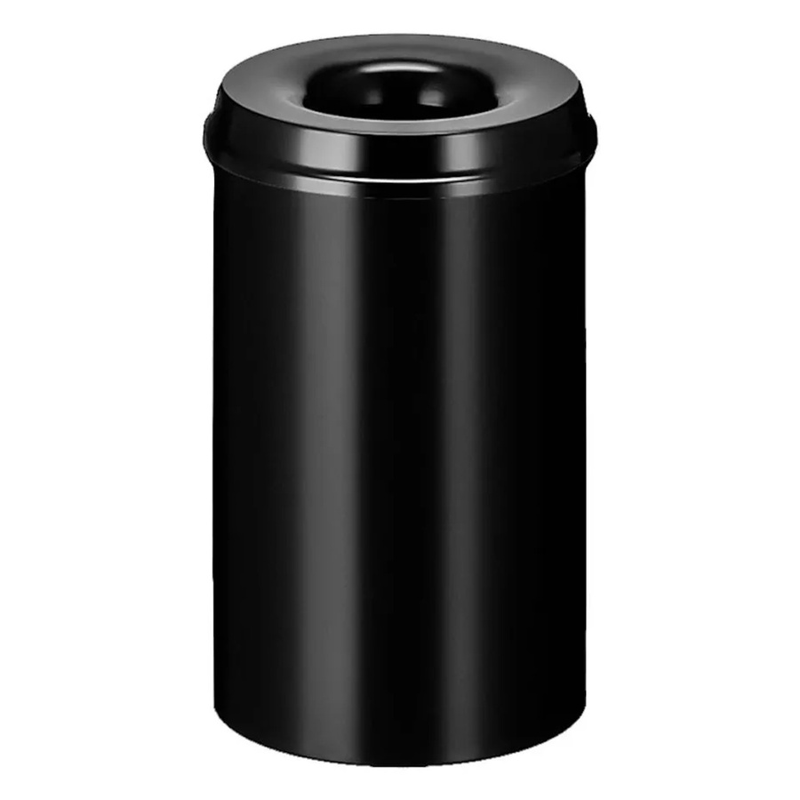 PROREGAL Selbstlöschender Papierkorb und Abfallsammler aus Metall mit Swing-Deckel, Schwarz, Volumen: 20 Liter, H x Ø: 42 x 26 cm - Bild 2