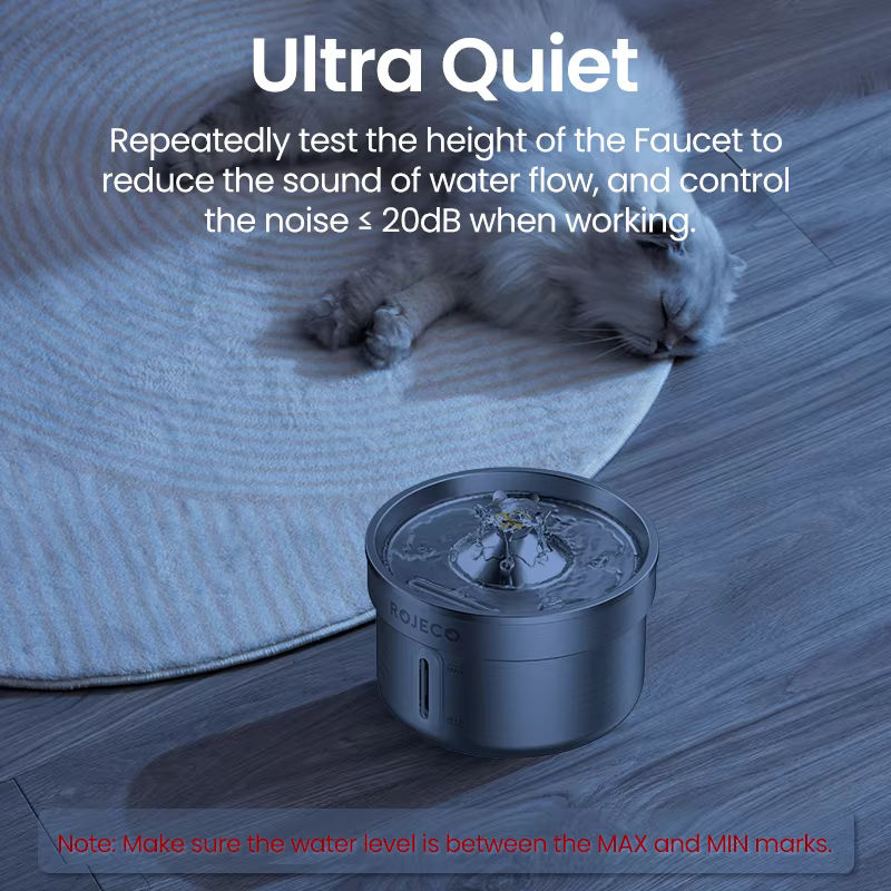 ROJECO Edelstahl-Trinkbrunnen für Katzen und Hunde, intelligenter automatischer Wasserspender in Silber - Bild 4