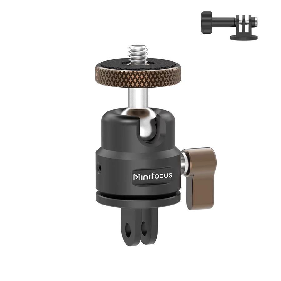 MINIFOCUS Aluminium 360-Grad-Drehkamera-Schwenkhalterung und vertikaler Halterungsadapter in Schwarz für GoPro Hero 13/12/11/10, DJI Action 6/5 Pro/4 und Sony - Bild 4