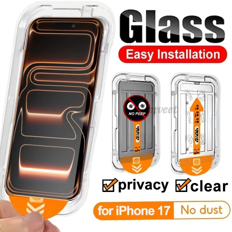 3er-Set Oleophobe HD- und Blickschutzfolie für Apple iPhone 17 Pro Max, 16, 15, 14, 13 in Transparent mit automatischer Ausrichtung und staubfreier Anbringung - Bild 2