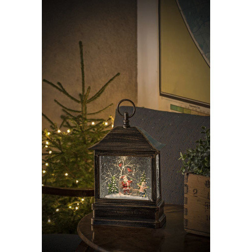 Konstsmide LED-Schneelaterne für Weihnachten in Braun mit transparenten Elementen, B/H/T: 8,5 x 25 x 17,5 cm - Bild 3