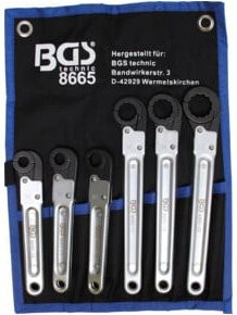 BGS Leitungs-Ratschenschlüssel-Satz 6-teilig aus Chrom-Molybdän-Stahl in Schwarz-Mehrfarbig - Bild 1