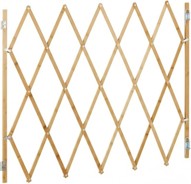 Relaxdays Hundeabsperrgitter aus Bambus und Eisen in Natur und Braun, ausziehbar, B: 130 cm, H: 87,5 cm - Bild 1