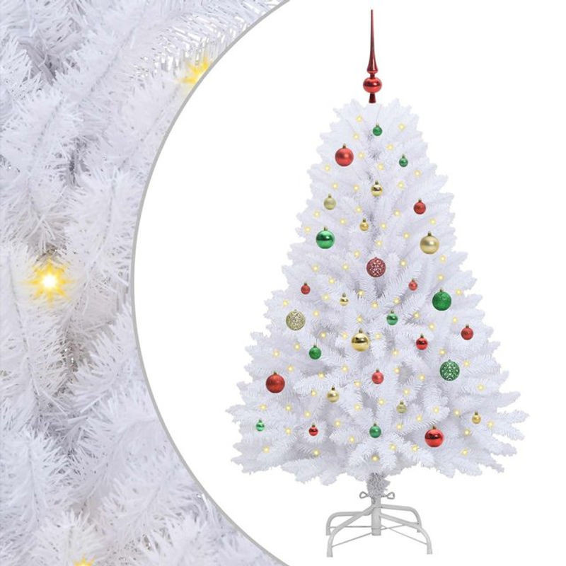 VidaXL Künstlicher Klappbarer Weihnachtsbaum in Weiß, Höhe: 150 cm, B/T: 80 x 80 cm - Bild 1