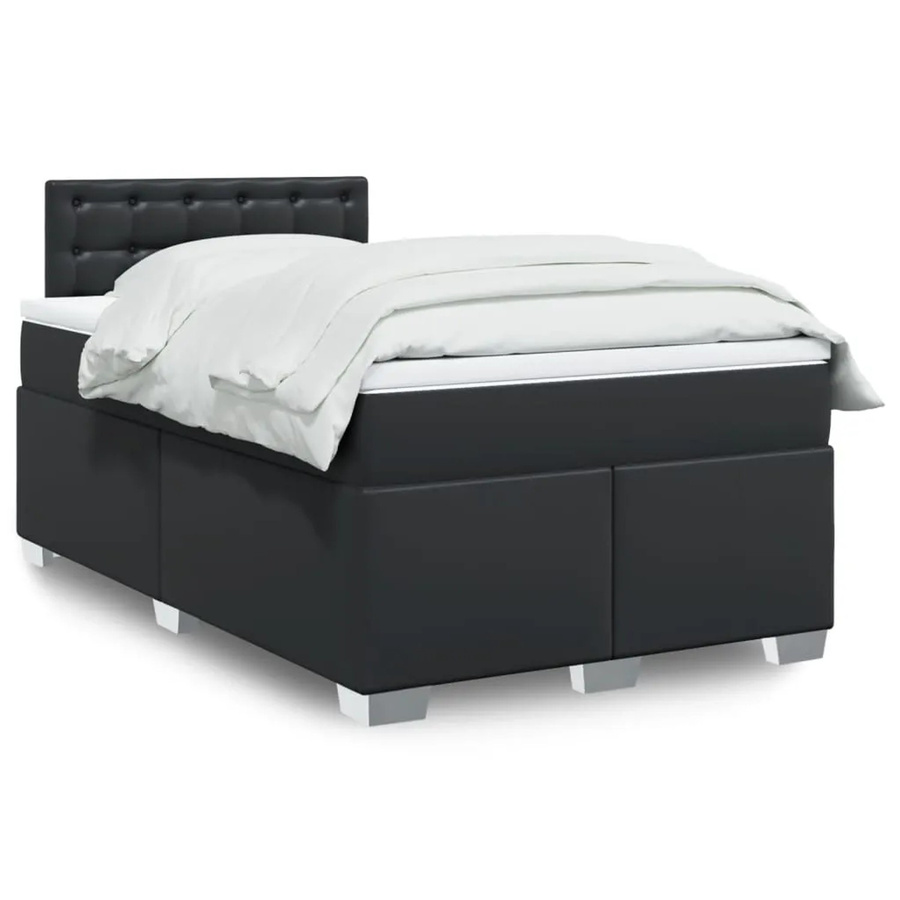 vidaXL Boxspringbett mit Matratze in Schwarz aus Kunstleder mit USB-Ladeport und Unterbettbeleuchtung, B/T: 120 x 200 cm - Bild 2