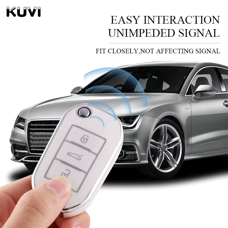 Kuvi TPU Auto Flip Schlüsselhülle für Peugeot 208 308 408 508 2008 3008 4008 5008 und Citroen C3 C4 Cactus C6 C8 - Bild 3