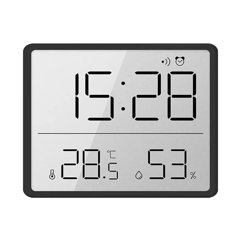 WOKLOK Digitaler Wecker mit LCD-Großbildschirm, Thermometer und Hygrometer, Ultradünnes Design in Weiß - Bild 4