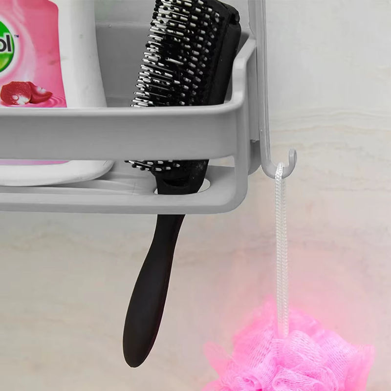 Willstar Badezimmerregal Grau, Nagelfreier Wandregal Organizer für Shampoo und Badutensilien - Bild 2