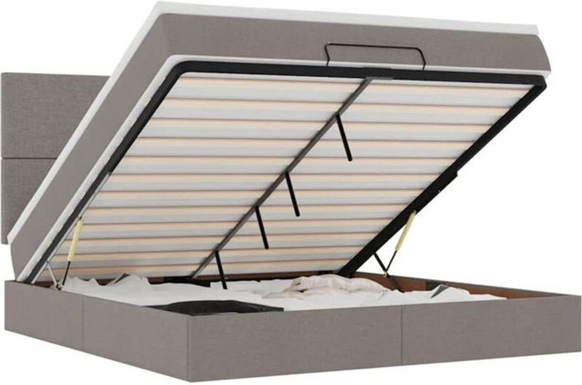 Vidaxl Ottoman Polsterbett mit Matratze in Taupe aus Stoff mit Metallgestell B/T: 180 x 200 cm - Bild 1
