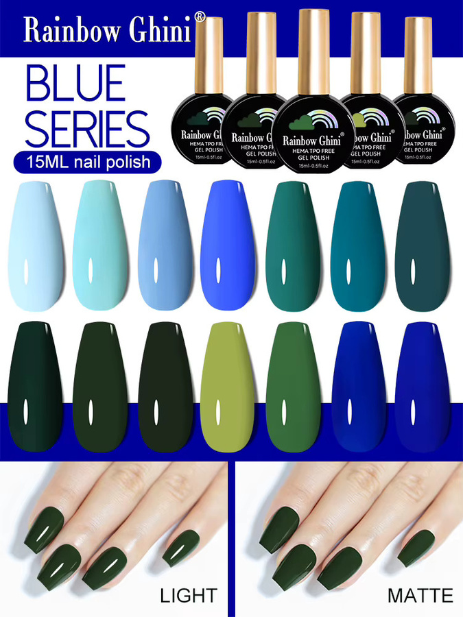 Rainbow Ghini Nagellack, Kornblumenblau, 15 ml - Bild 5