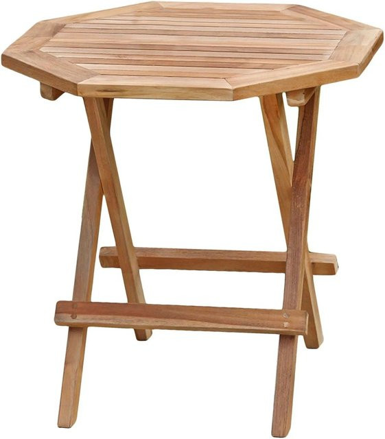 DELUKE Gartentisch NELLA achteckiger Beistelltisch aus Teakholz in Teakbraun, B/T/H: 50 x 50 x 50 cm - Bild 1