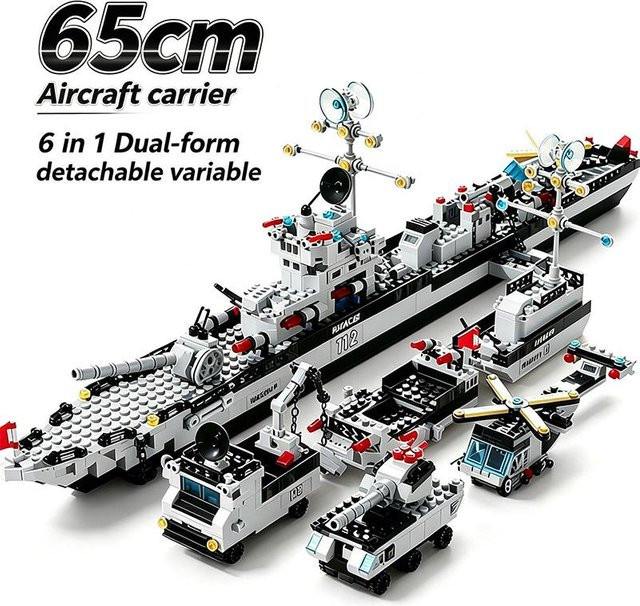 Linyi toy Kriegsschiff Bausteine Militärstil Marineblau - Bild 1
