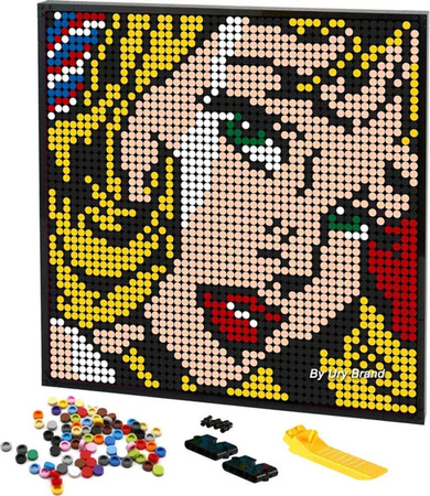 Pop Pixel Art Dame mit Schleifen Mosaik-Gemälde aus Bausteinen, 2400+ Teile DIY Puzzle-Set, mehrfarbig