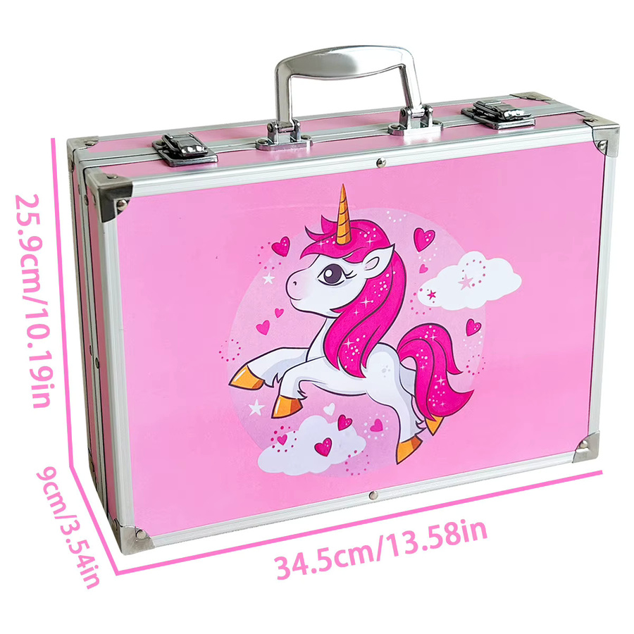 Aquarell-Stift-Set mit rosa Pferdemotiv in einer Aluminium-Box für Kinder - Bild 2