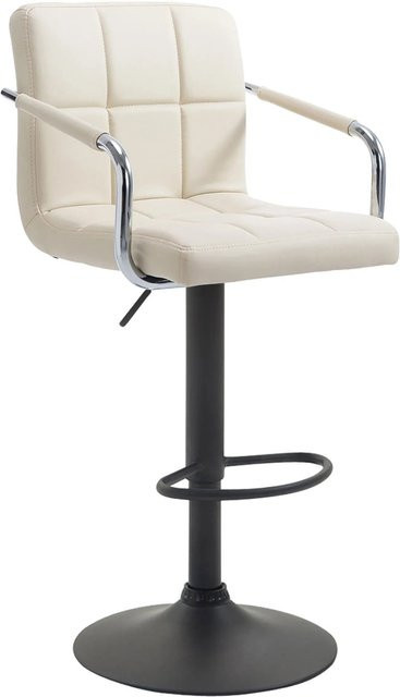 DELUKE Barhocker MINOR höhenverstellbarer Barstuhl aus Kunstleder in Creme und Schwarz mit Lehne und 360 Grad Drehbarkeit B/T/H: 54 x 46 x 91 cm - Bild 1