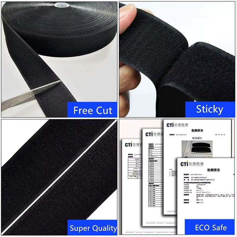 Nylon Klettverschlussband zum Nähen, schwarzer Stoffverschluss als DIY-Nähmaterial, nicht klebende Rückseite - Bild 5