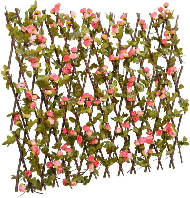 vidaXL Rankgitter mit künstlichem Efeu, erweiterbar, Pink, Höhe: 180 cm, Breite: 60 cm - Bild 1