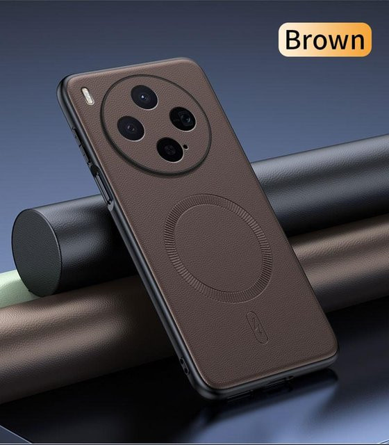 Magnetische Leder Schutzhülle für VIVO X300 in Braun, rutschfeste PC+TPU Schutzabdeckung mit Anti-Fingerabdruck-Funktion - Bild 1