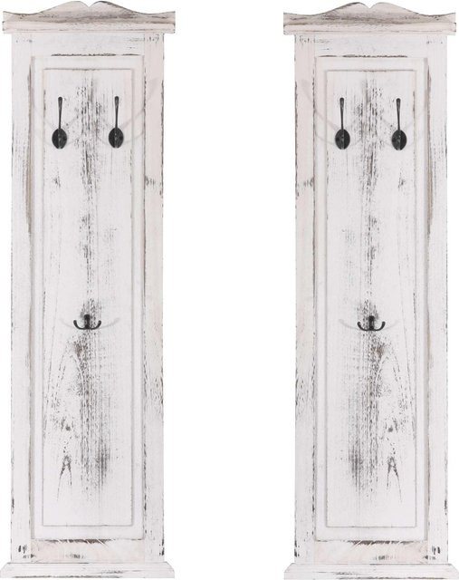 BERLINLODGE Garderobe 2er-Set aus Paulownia Holz in Weiß im Shabby-Stil, B/T/H: 109 x 28 x 5,5 cm - Bild 1