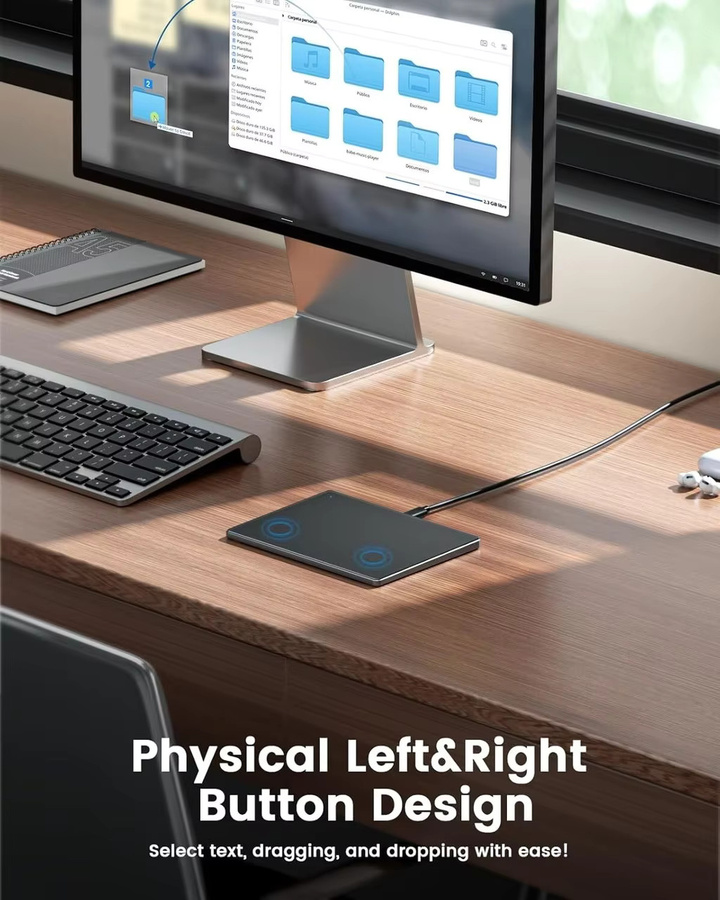 JOMAA Trackpad-Touch-Maus mit Glasoberfläche und Multi-Touch, schlanke Aluminium-USB-Maus für Windows-Computer - Bild 3