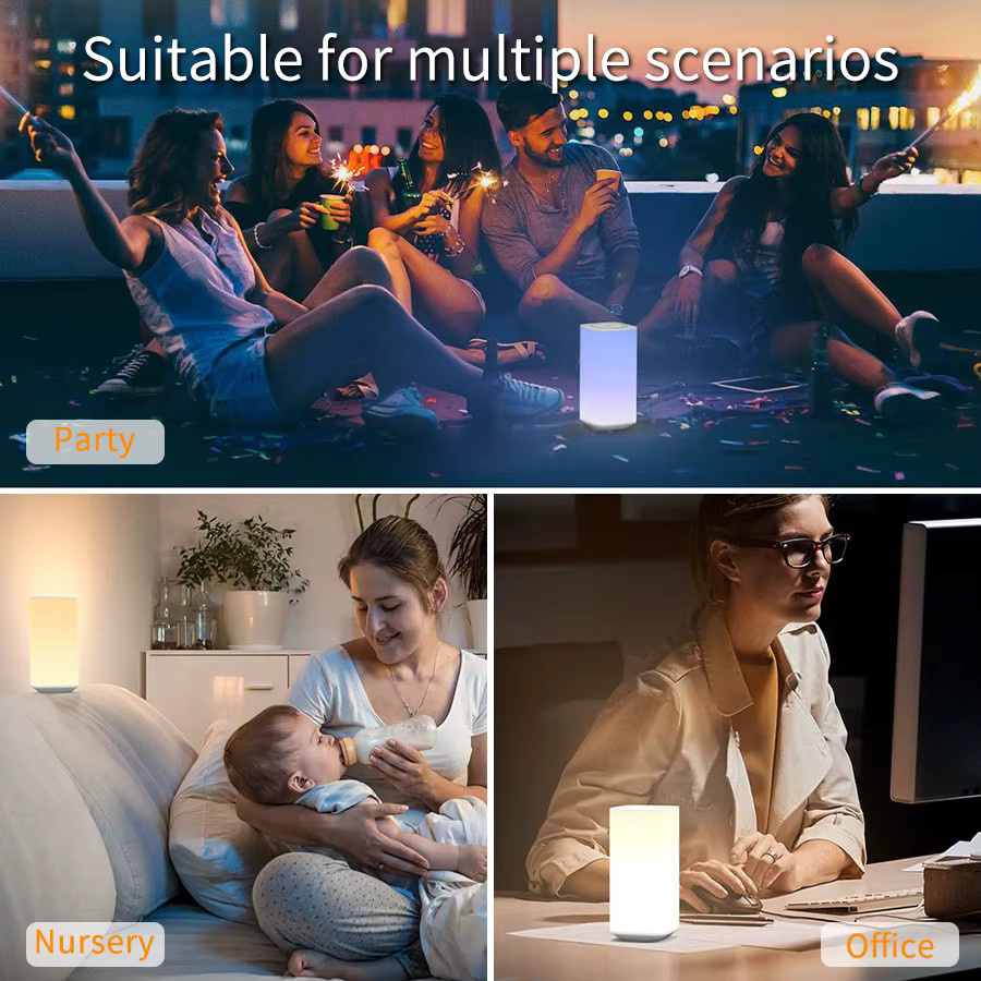 GGBEE Wiederaufladbare LED Touch-Tischlampe mit Fernbedienung, RGB-dimmbares Nachtlicht mit Timer für Schlafzimmer und Wohnzimmer - Bild 6