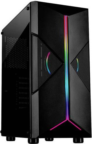 Inter-Tech IT-3306 Cavy Midi RGB Gaming-Gehäuse Schwarz mit Seitenfenster, Staubfilter und integrierter Beleuchtung - Bild 1