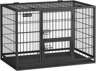 FEANDREA Hundekäfig L-XXXL hochbelastbar, Schwarz, B: 92,5 cm, T: 57,5 cm, H: 64 cm - Bild 1