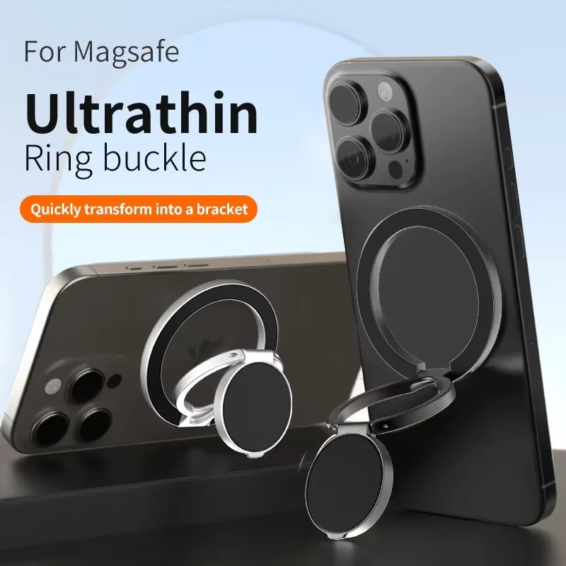 YTDMEN MagSafe Magnetischer Telefonständer und Fingerringhalter für iPhone, faltbar und tragbar, Schwarz oder Grau - Bild 3