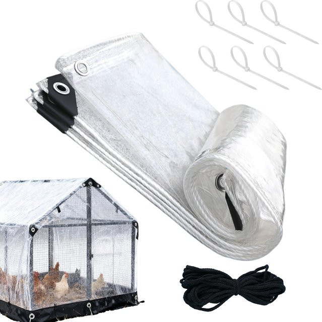Transparente wasserdichte Hühnerstall-Abdeckung aus Kunststoff als Frostschutz für Geflügelgehege und Gewächshäuser im Garten - Bild 1