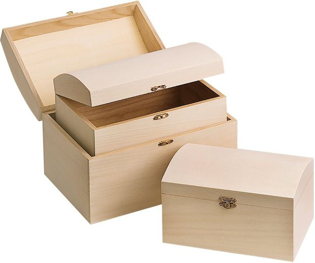 VBS Holztruhen 3er-Set aus Rohholz in Beige, B/T/H: 26,0 x 16,0 x 12,0 cm - Bild 1