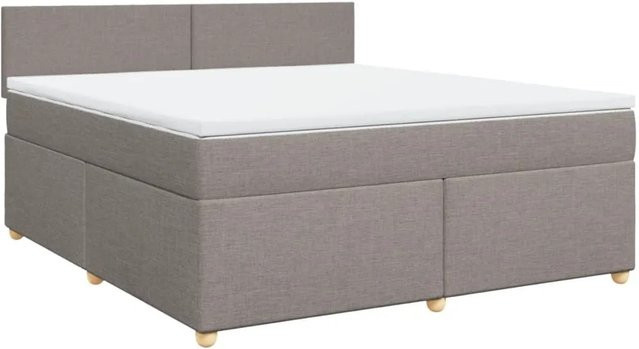 vidaXL Boxspringbett Hybrid mit Matratze in Taupe, Breite: 180 cm, Tiefe: 200 cm, mit USB-Ladeport und Unterbettbeleuchtung - Bild 1