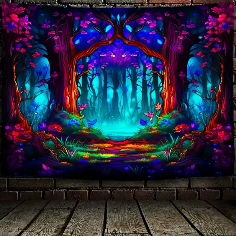 VIKAMA Wandteppich mit psychedelischem Neon-Baum des Lebens in Multicolour, Rechteckig, Breite: 60 cm, Höhe: 40 cm - Bild 2