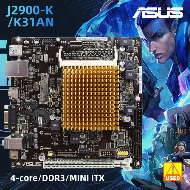 Asus J2900-K Mini ITX Motherboard mit integrierter J2900 Dual-Core-CPU, DDR3, PCIe 2.0 x16, SATA 6 Gbit/s und USB 3.0 in Schwarz - Bild 1
