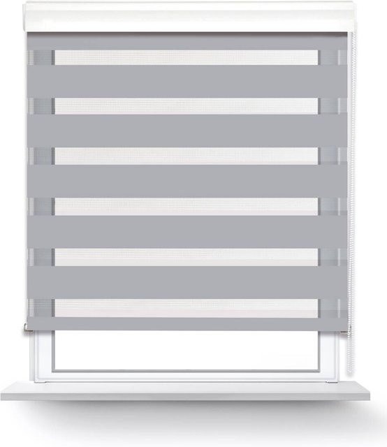 Pocoline Doppelrollo Day & Night mit Blende Easy Fix in Silber, B: 55 cm, H: 160 cm - Bild 1