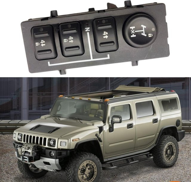 TOP-MAX Schalterknopf für Hummer H2 6,0 L V8 Gas 2003-2007 4x4 4WD Verteilergetriebe, Farbe: Schwarz - Bild 1
