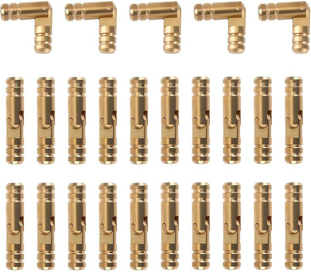 25 Stück Messing-Zylinder-Klappscharniere in Gold für Holzkisten und antike Koffer mit 270 Grad Öffnungswinkel - Bild 1