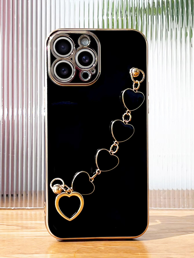 Handyhülle mit Herz-Armband für Samsung Galaxy S26 S25 S24 S23 S22 S21 S20 S10 Plus in Schwarz - Bild 1