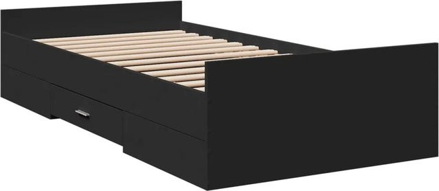 vidaXL Bettgestell mit Schubladen Schwarz aus Holzwerkstoff modern B/T/H: 80-90 x 190/200 cm - Bild 1