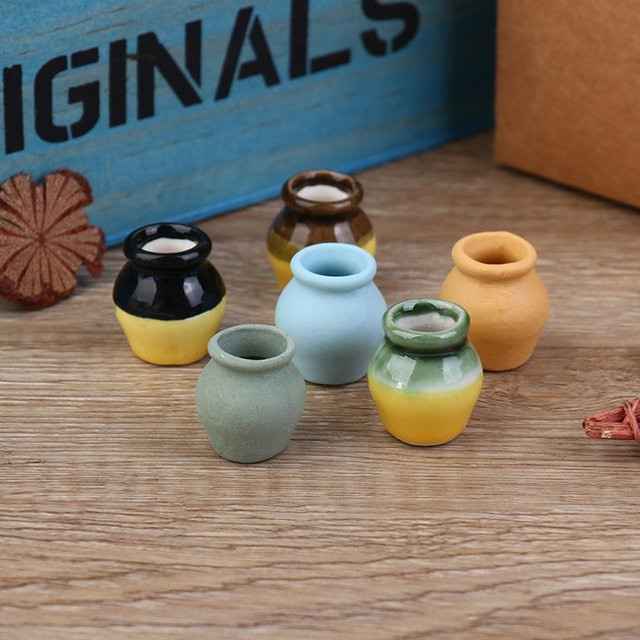 6-teiliges Set Puppenhaus Miniatur Porzellan Blumenvase, Zubehör - Bild 1