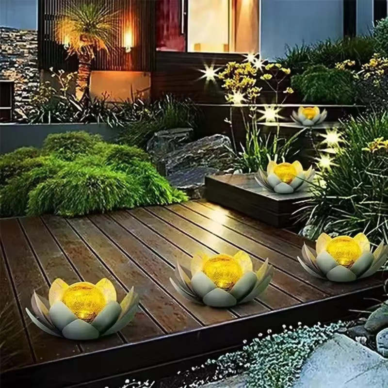 Feimefeiyou Solar LED Lotus Lampe Schwimmend für Teich und Garten in Mehrfarbig und Weiß - Bild 4
