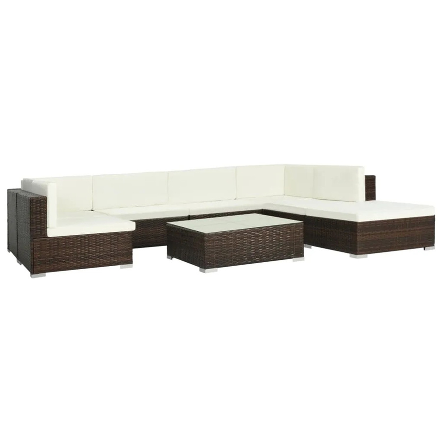 vidaXL 8-teiliges Garten-Lounge-Set aus Poly-Rattan mit Kissen in Braun - Bild 2