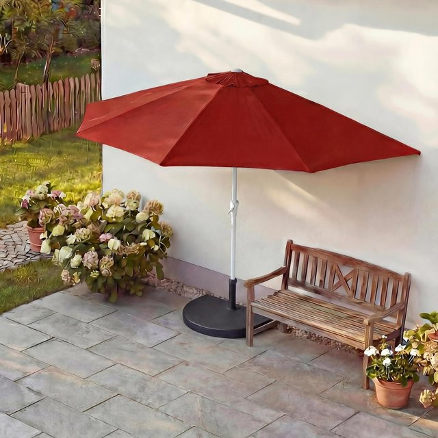 MCW Sonnenschirm Lorca halbrund in Bordeaux mit Ständer, UV 50+ aus Polyester und Alu, Durchmesser: 300 cm - Bild 1