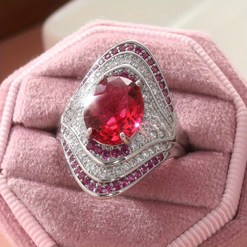YoYo Ring, Silber, rote und weiße Zirkonia, Damen - Bild 2
