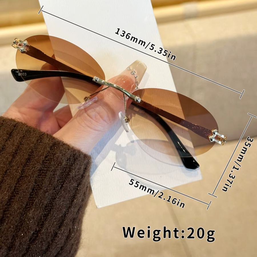 AINII Sonnenbrille, randlos, Metall, brown, Unisex - Bild 4