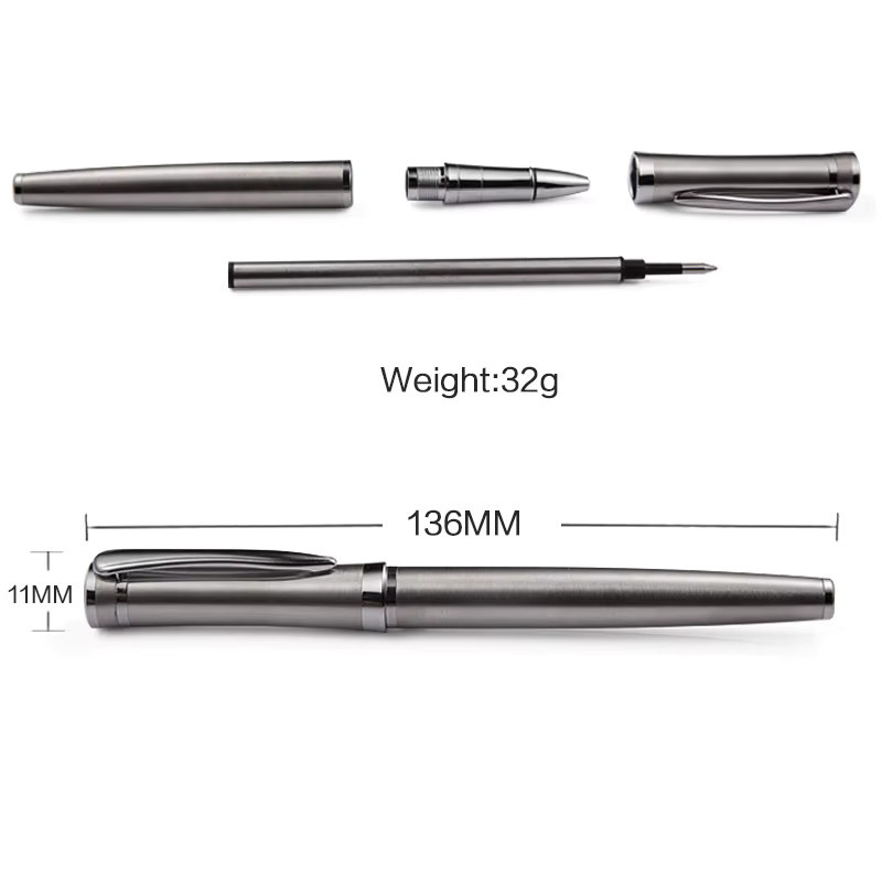 STONEGO Klassischer Metall-Rollerball-Stift in Schwarz mit feiner 0,5mm Spitze - Bild 5